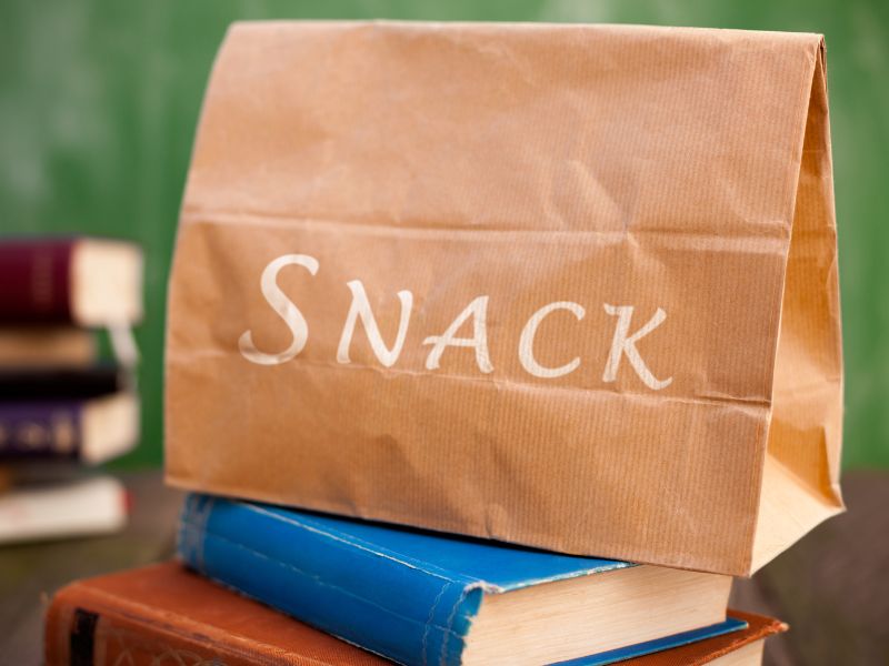 A bag that says snack