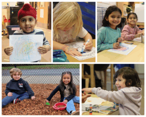 A collage of early education photos